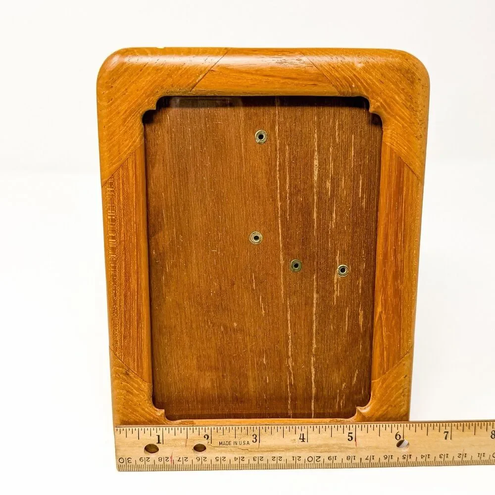 Vintage Teak Wood Picture Frame 5x7 Rounded Corners Mid Century Modern MCM